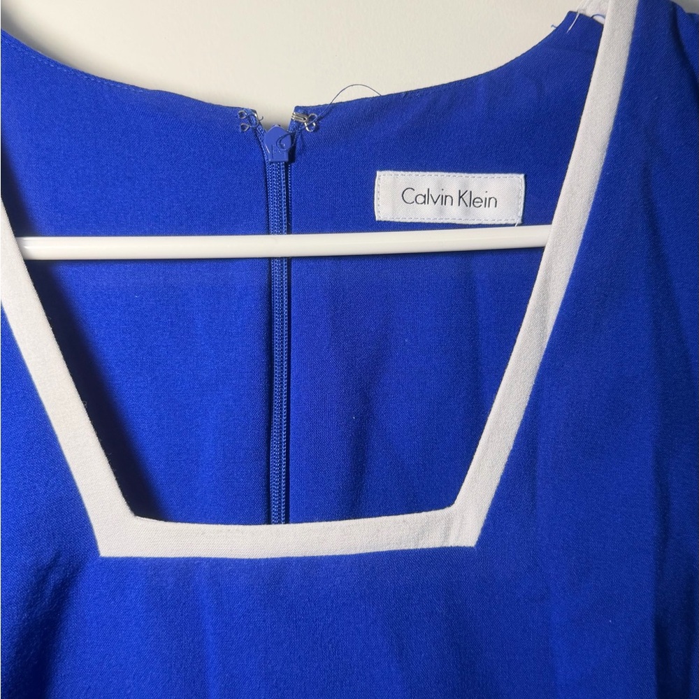 Calvin Klein Cobalt Blue Dress with White Trim